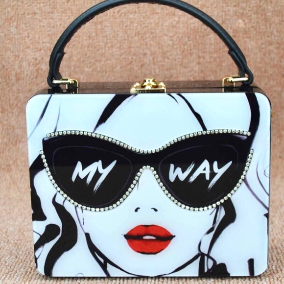Handbags - NOVELTY  Designer ACRYLIC SHOULDER BAG / BOX CLUTCH “MY WAY” LADY HANDBAG NWT